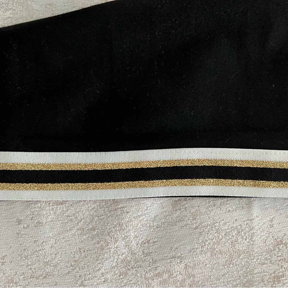 Black Leggings with Gold and White Stripe